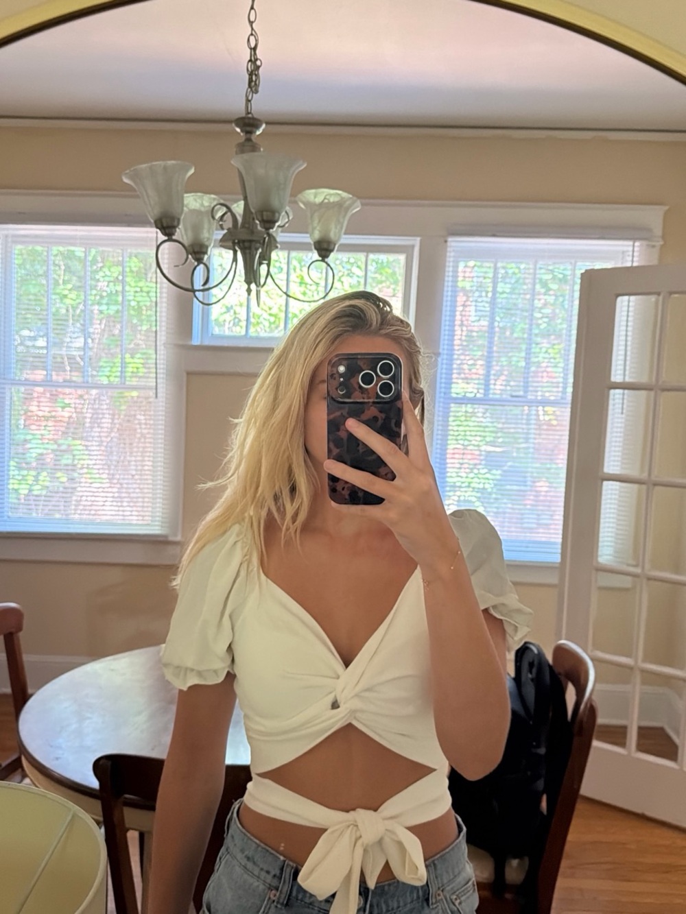 Annabelle White Twist-Front Tie-Waist Crop Top
